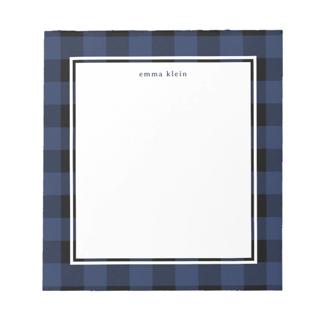 Bloco De Notas Marinho Blue Buffalo Xadrez Tartan (Frente)