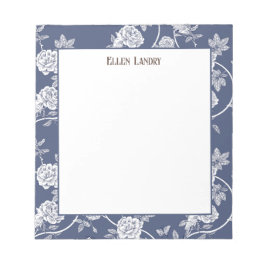 Bloco De Notas Marinho Chinoiserie Floral Personalizada