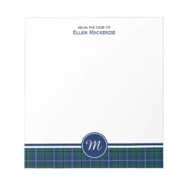 Bloco De Notas Marinho da Família Douglas Blue Modern Tartan Mono