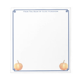 Bloco De Notas Marinho de Abóbora Laranja Clássico Nome Personali