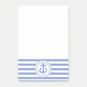 Bloco De Notas Marinho de Âncora Náutica Azul Striped Personali