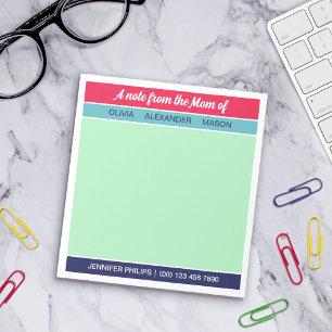 Bloco De Notas Marinho de framboesa Mint A Nota da Mãe de