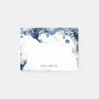 Bloco De Notas Marinho Dourado Elegante Personalizado Azul