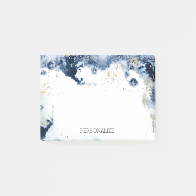 Bloco De Notas Marinho Dourado Elegante Personalizado Azul (Frente)