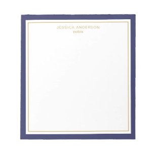 Bloco De Notas Marinho Elegante Azul Dourado Personalizado