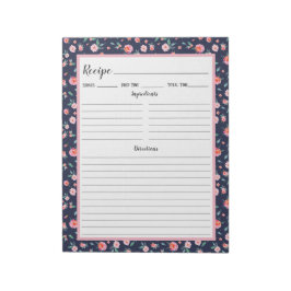 Bloco De Notas Marinho Floral Rosa Rosa Rosa Rosa Rosa Rosa Cor-d
