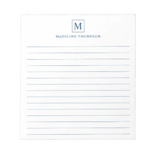 Bloco De Notas Marinho minimalista, com linha quadrada de monogra