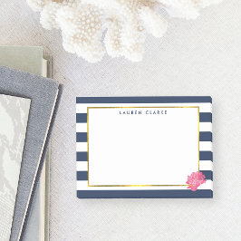 Bloco De Notas Marinho Stripe e Península Rosa