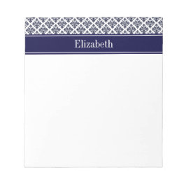 Bloco De Notas Marinho Vintage Blue What Damask #3 Nome do Marinh