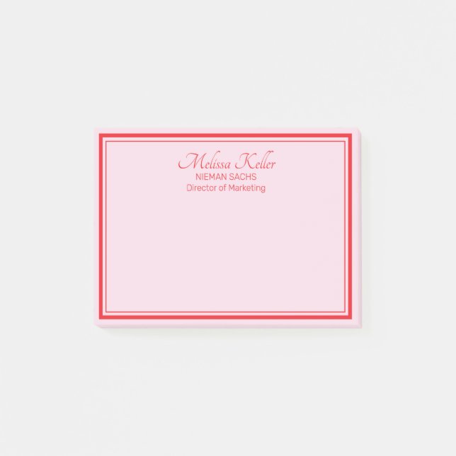 Bloco De Notas marketing de negócios rosa vermelho personalizado (Frente)