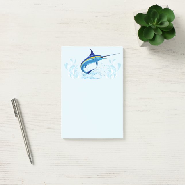 Bloco De Notas Marlin Azul Saltando do Oceano (Escritótio)