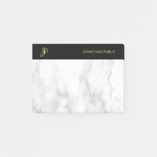 Bloco De Notas Mármaco branco Modelo, monograma, preto