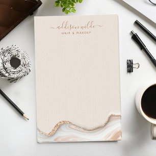 Bloco De Notas Mármore Ágata Brilho Dourado Moderno Chic Elegante