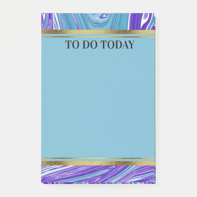 Bloco De Notas Mármore Azul Roxo Personalizado 4x6 (Frente)