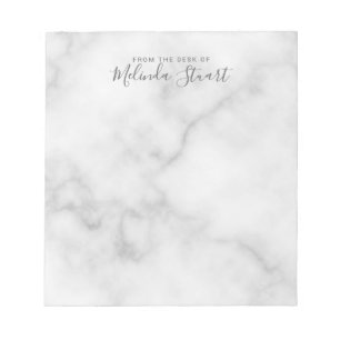 Bloco De Notas Mármore Branco de Script Moderno Profissional