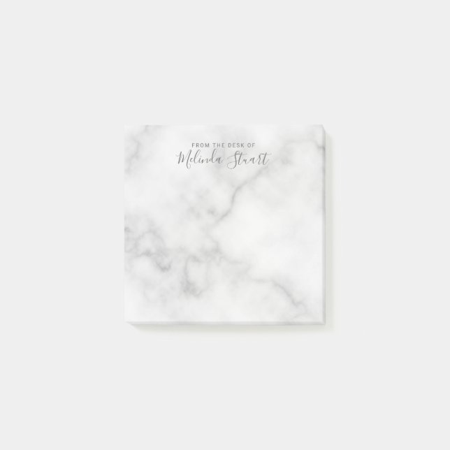 Bloco De Notas Mármore Branco de Script Moderno Profissional (Frente)
