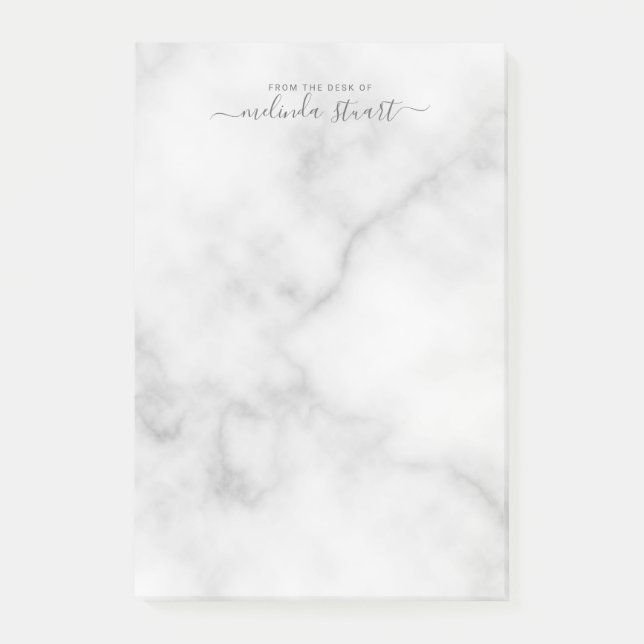 Bloco De Notas Mármore Branco de Script Moderno Profissional (Frente)