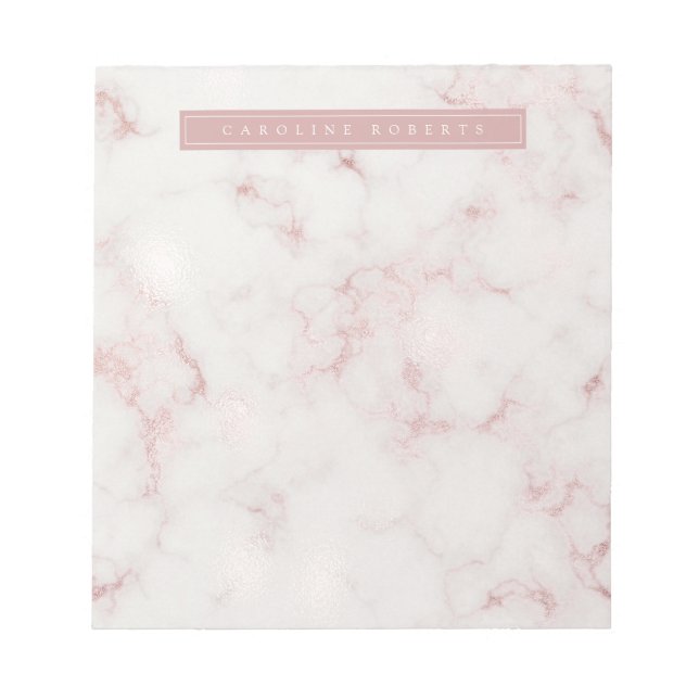 Bloco De Notas Mármore Dourado Rosado Moderno (Frente)