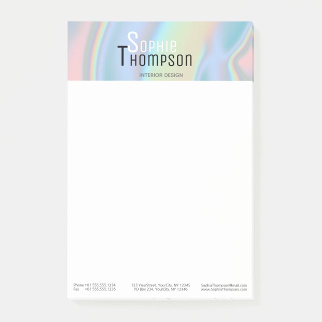 Bloco De Notas Mármore líquido holográfico moderno (Frente)