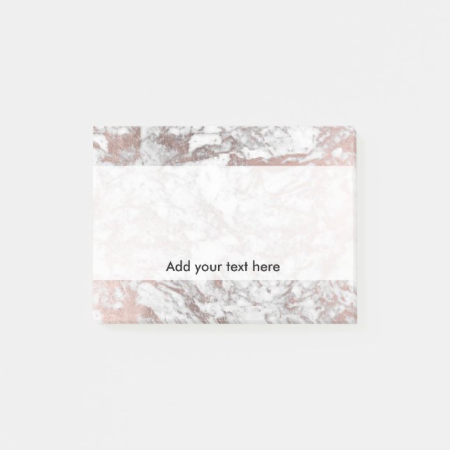 Bloco De Notas Mármore moderno rosa de ouro branco elegante (Frente)