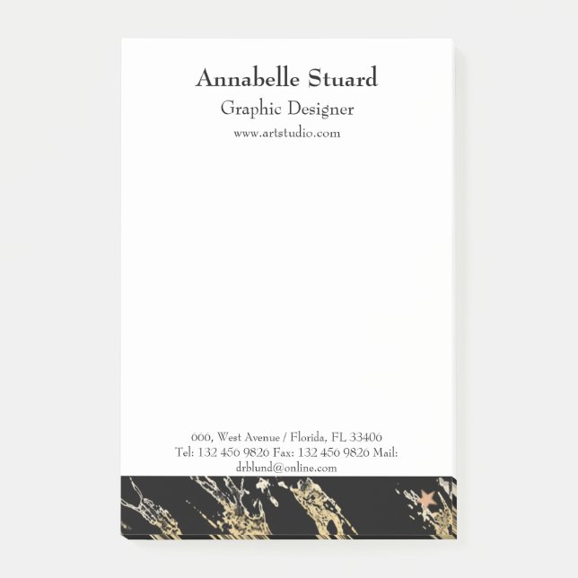 Bloco De Notas Mármore preto comercial (Frente)