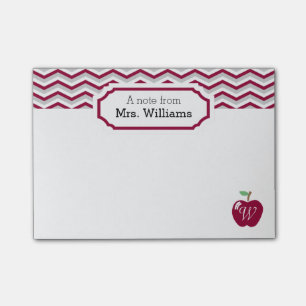 Bloco De Notas Maroon Chevron Apple Monogramed Professor Nota