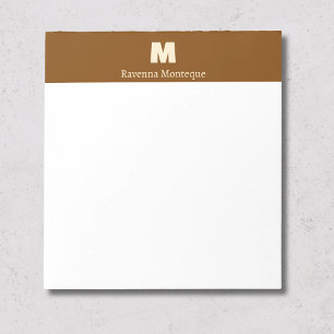 Bloco De Notas Marrom Chocolate Letra Nome Personalizado Monogram
