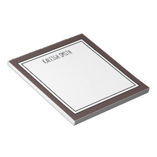 Bloco De Notas Marrom Escuro Branco Personalizável Cor Editável