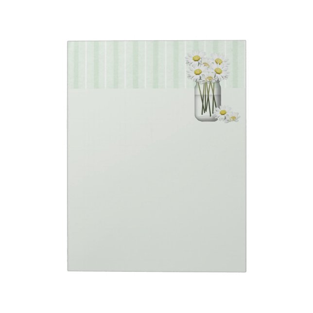 Bloco De Notas Mason Jar Of Daisies Notepad (Invertido)