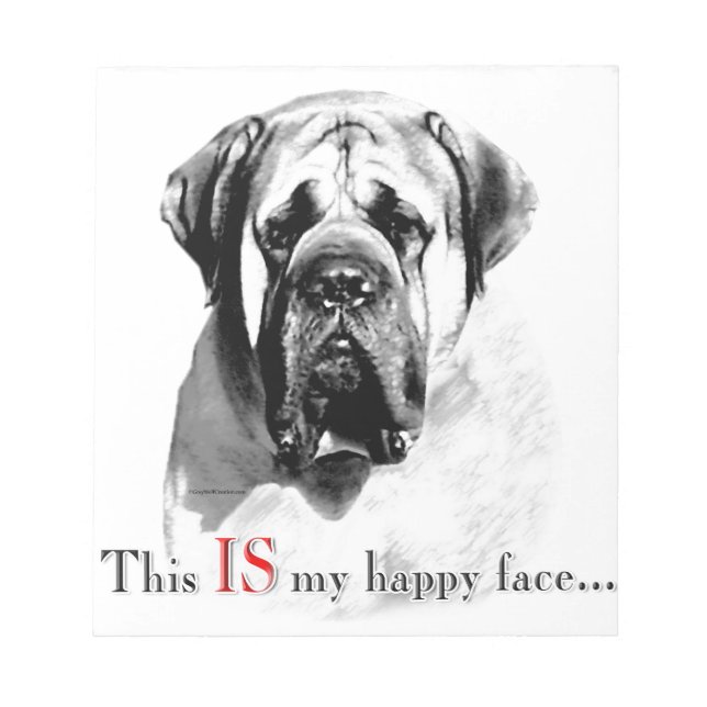 Bloco De Notas Mastiff Happy Face (Frente)