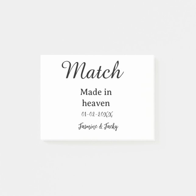 Bloco De Notas Match made in heaven add name date simple calligra (Frente)