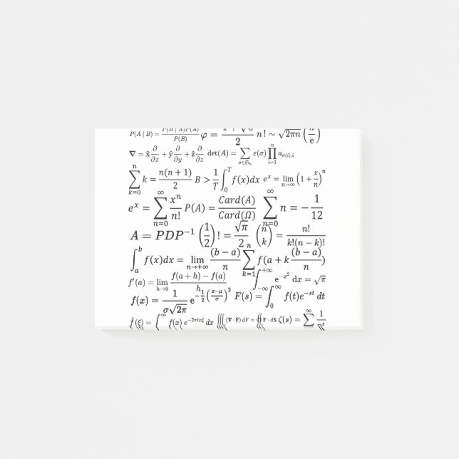 Bloco De Notas math equations and formulas (Frente)