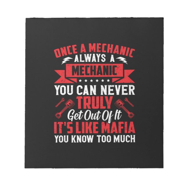 Bloco De Notas Mecânico Uma Vez Mecânico Sempre Mecânico (Frente)