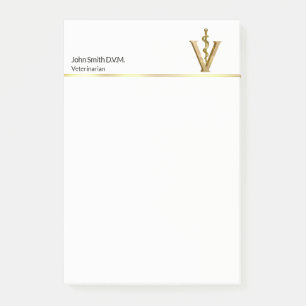 Bloco De Notas Medicamento Veterinário Elegante Dourado V Asclepi