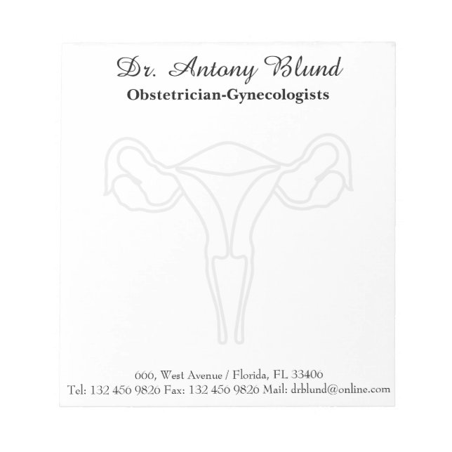 Bloco De Notas Médico ObgYN Elegante Uterus Cervix (Frente)