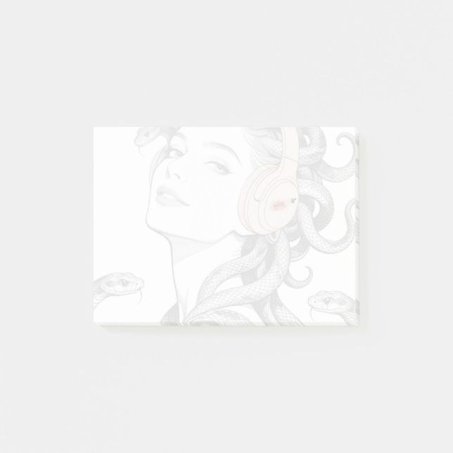 Bloco De Notas Medusa notas autoadesivas - pose para a câmera. (Frente)
