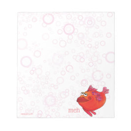Bloco De Notas Mee-Whimsical Fish Art em Vermelho e Rosa