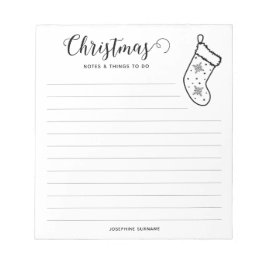 Bloco De Notas Meia de Natal Minimalista e Festiva em Arte de Lin