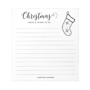 Bloco De Notas Meia de Natal Minimalista e Festiva em Arte de Lin