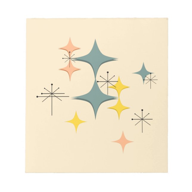 Bloco De Notas Meio século Modern Eames Atomic Starbursts Persona (Frente)