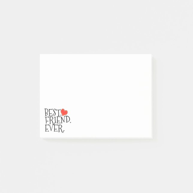 Bloco De Notas Melhor amigo de amizade tipografia cardíaca (Frente)