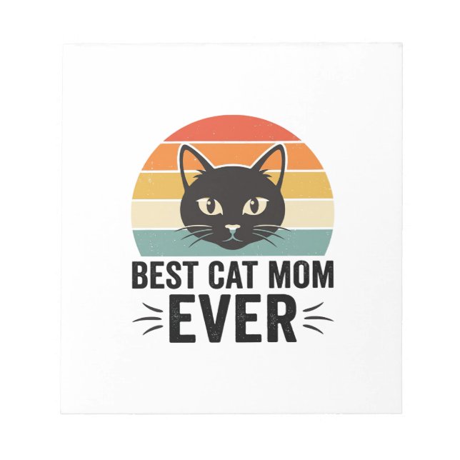 Bloco De Notas Melhor Mãe de Gato de Todos os Tempos Design Retro (Frente)