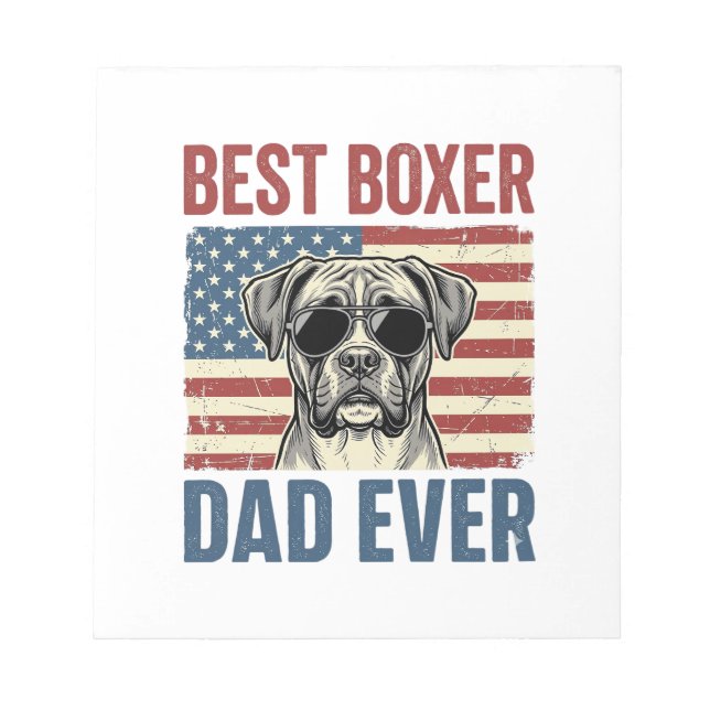 Bloco De Notas Melhor Pai Boxer de Todos os Tempos Cachorro Vinta (Frente)