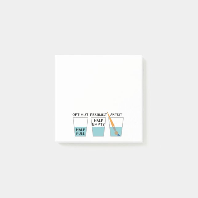 Bloco De Notas Meme engraçado meio cheio de vidro (Frente)