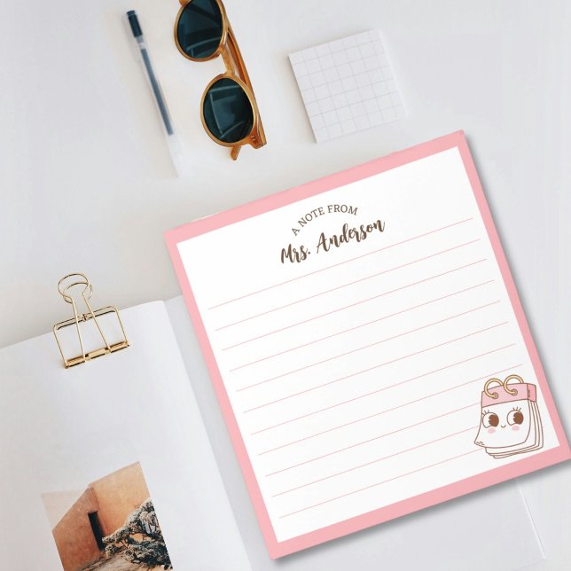 Bloco De Notas Menina Bonita Volta Para O Notepad Rosa-Escola (Criador carregado)