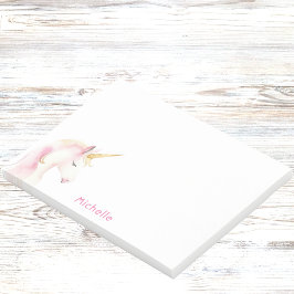 Bloco De Notas Menina branca rosa-rosa Unicorn