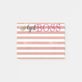 Bloco De Notas Menina Chefe Rosa Dourada Stripes a Fazer