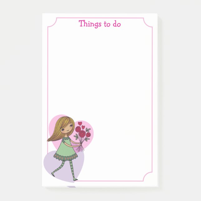 Bloco De Notas Menina Com Flores (Frente)