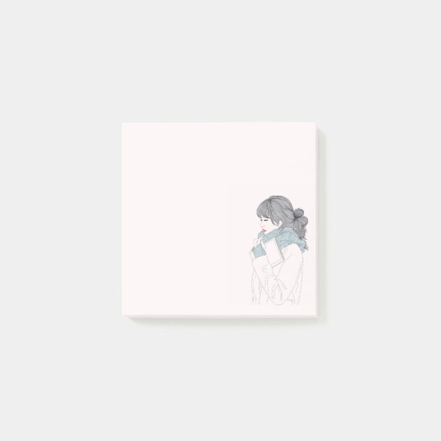 Bloco De Notas Menina com ilustração gráfica legal do cachecol (Frente)