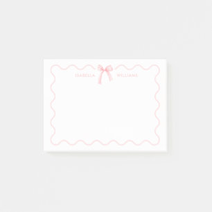 Bloco De Notas Menina com Laço Rosa Elegante Personalizado